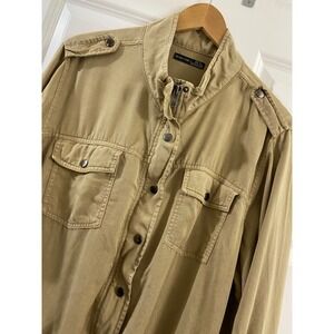 Black Tape Womens Khaki Tan Military Utility Jacket Plus Size 1X Epaulettes